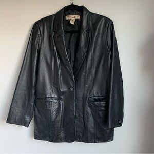 Vintage Apostrophe Women’s Black Leather Jacket Size 12